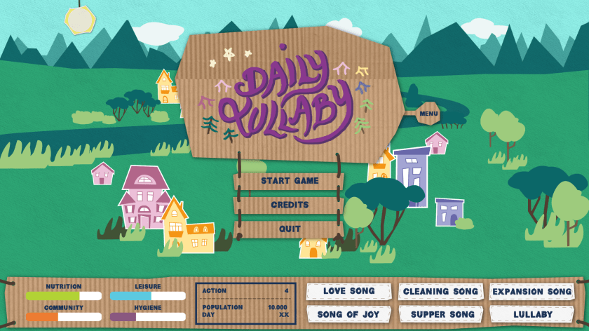 The title screen of a game called 