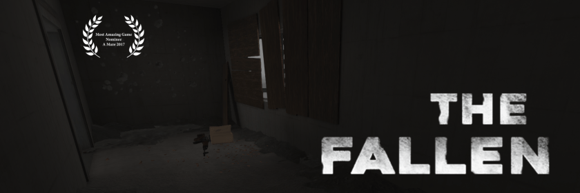 A dark image depicting an empty and desolate room with boarded windows. On the ground lies a rifle. In the front are the words 